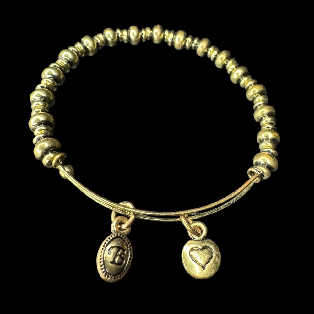 Brighton Gold Tone Beaded Bracelet with Heart Charm Adjustable